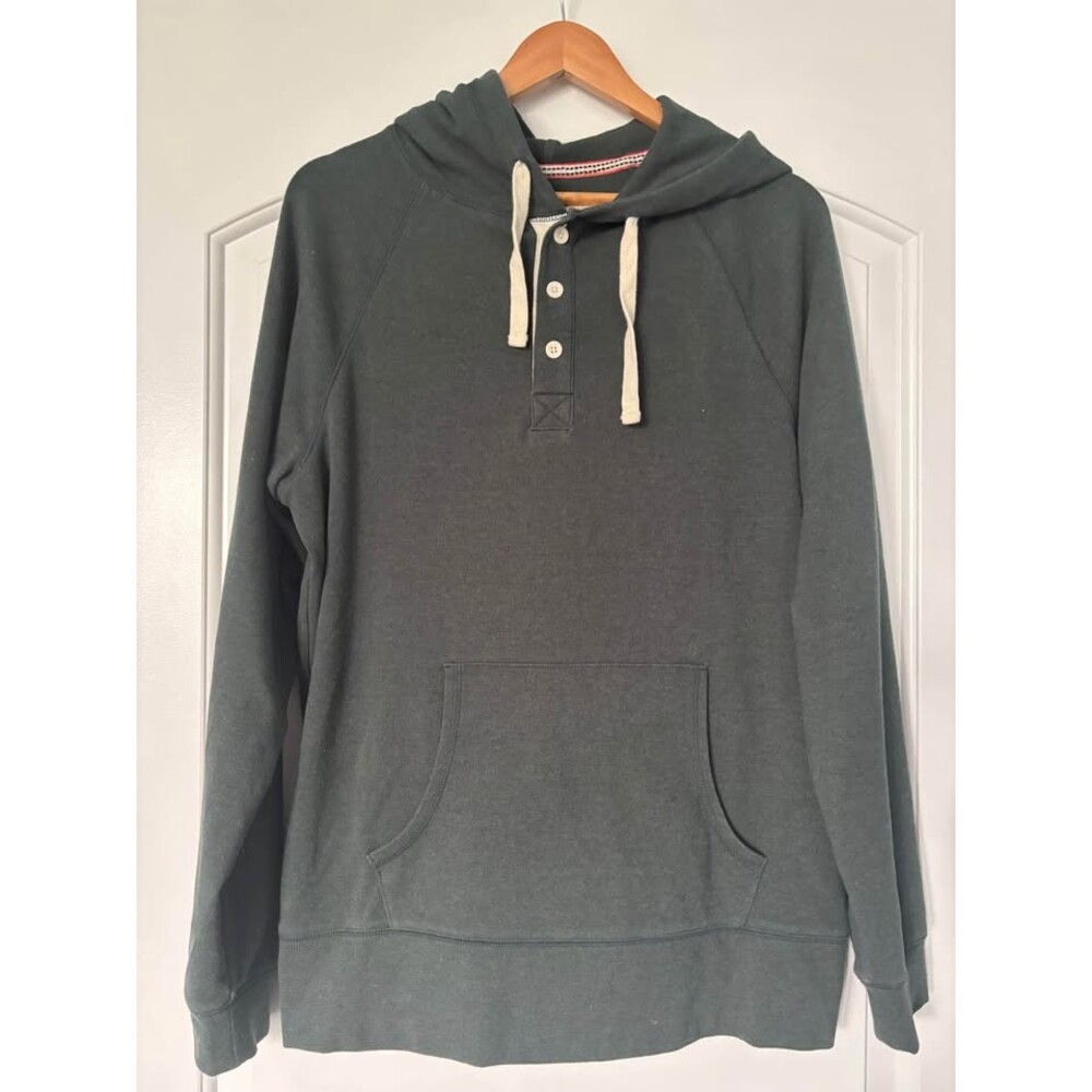 The Normal Brand Puremeso Henley Hoodie Olive Green Casual Pullover Sz M